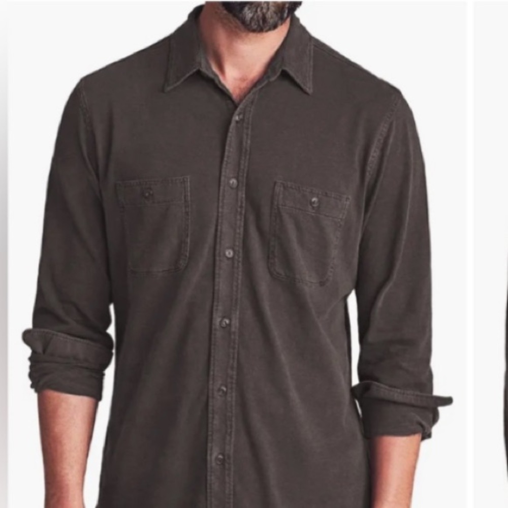 Faherty Knit Seasons Organic Cotton Button-Up Shirt Washed Black XXL
